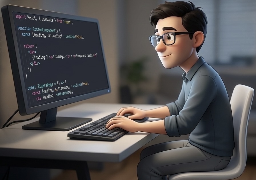 Person coding custom Ziqara page